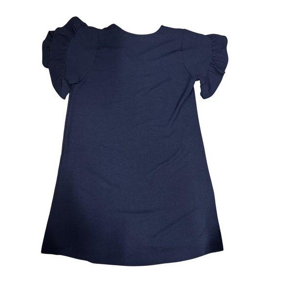 FSL Apparel Navy Women’s Med‎ V-Neck Ruffle Sleeve Flow Dress - Picture 2 of 5